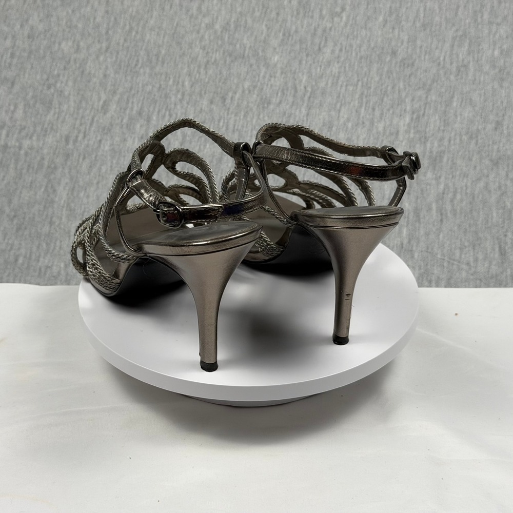 Adrianna Papell Boutique Metallic Pewter Strappy Braided Cage Heels Womens 9M - Picture 3 of 8